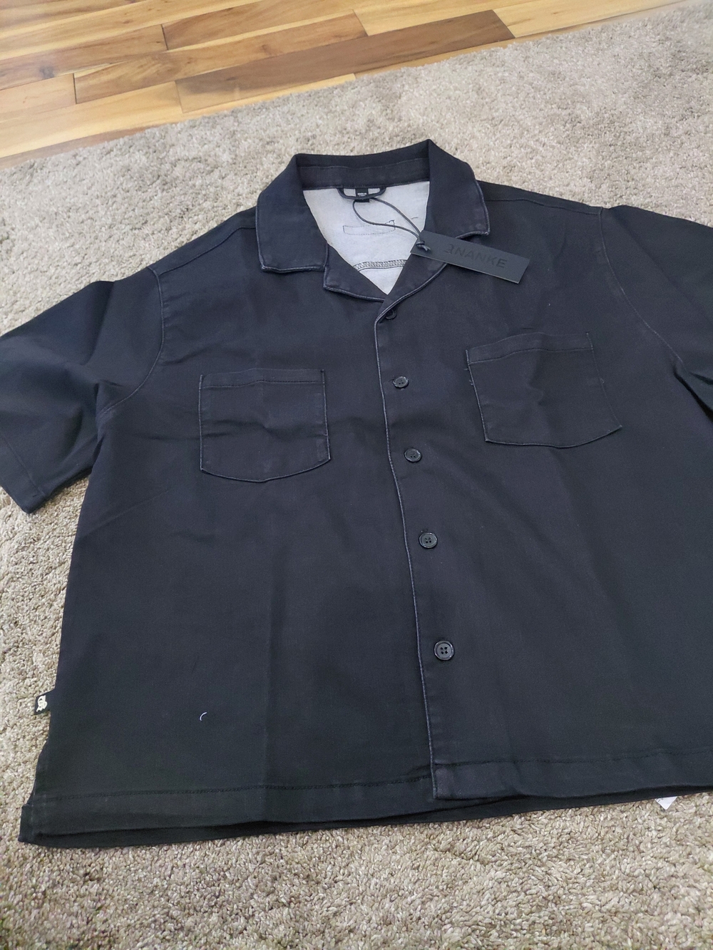 Black Short-Sleeve Button-Up Shirt
